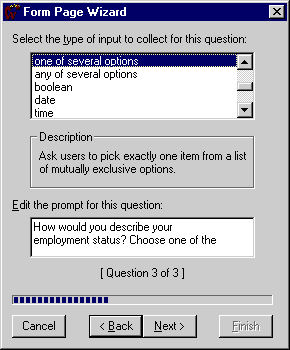 Form Page Wizard Dialog Box