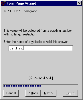 Form Wizard Dialog Box - Input Type: paragraph