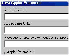 Insert Java applets using the Insert menu!