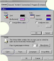Internet Options - General - Colors