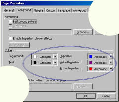 Page Properties defaults